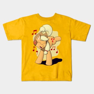 Applejack with Headphones Kids T-Shirt